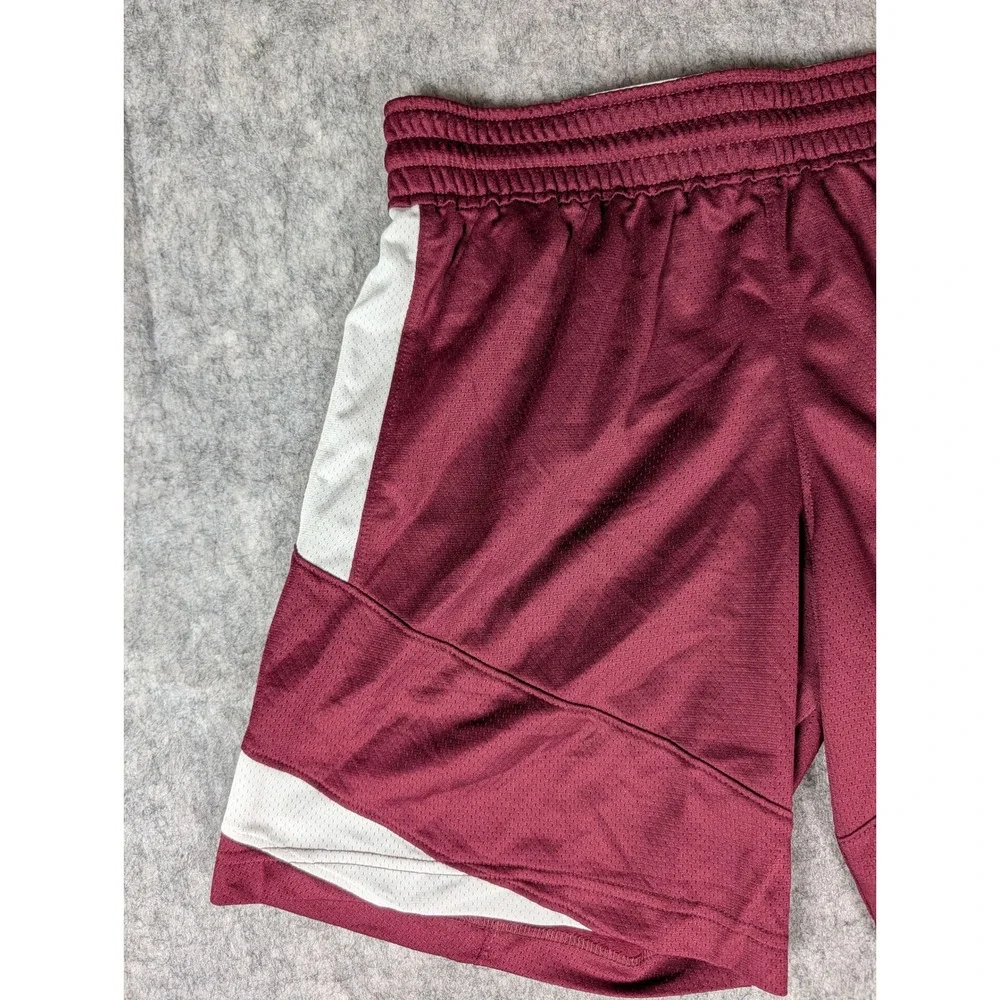 Nike Dri-FIT Mens Basketball Shorts Maroon‎ Burgundy White Team Engineered S